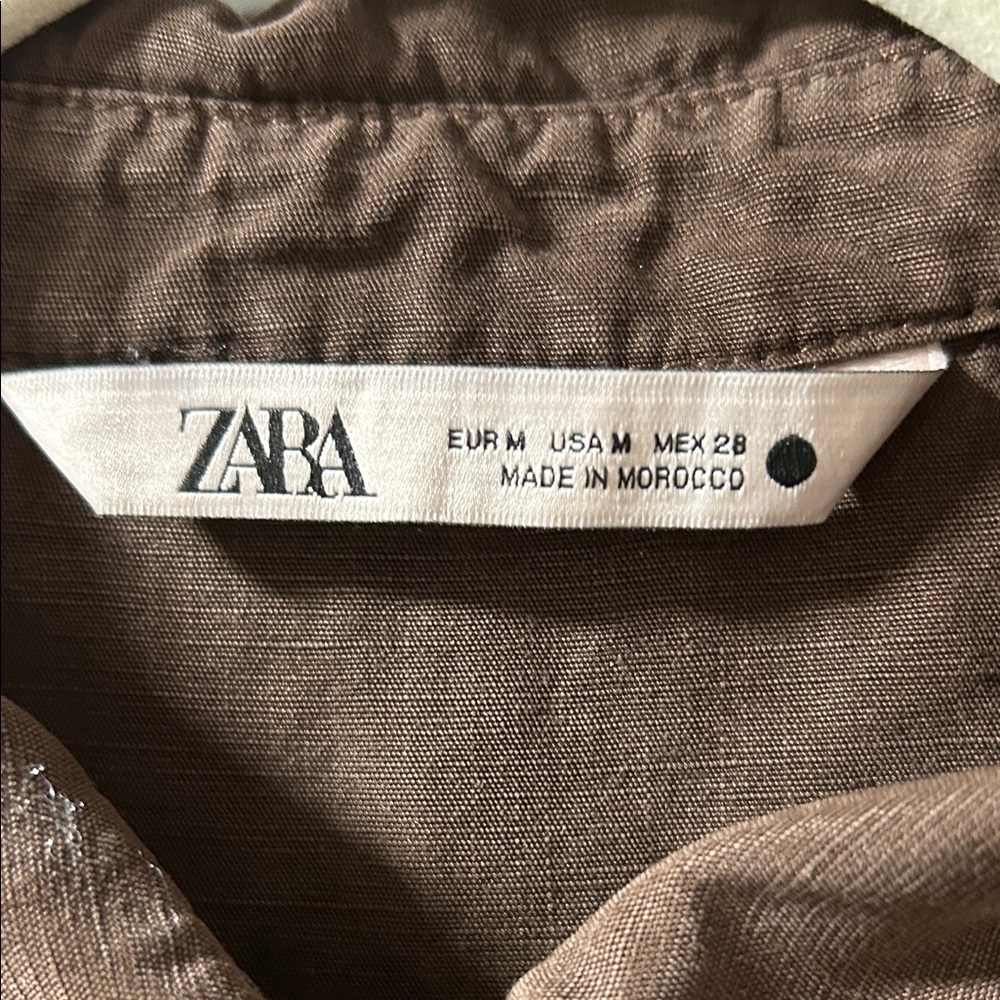 Zara Women's Dark Brown Button-Down Shirt - Picture 2 of 6